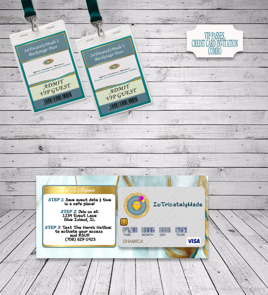 CUSTOM COMBO CREDIT CARD INIVITES & VIP BACKSTAGE PASSES